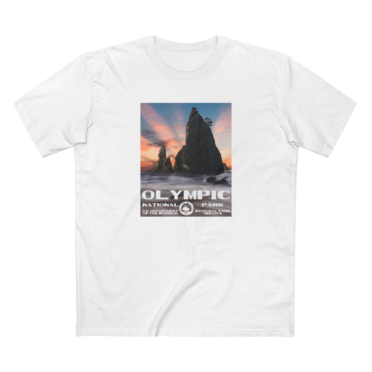 Olympic National Park T-Shirt - WPA Poster Design in White
