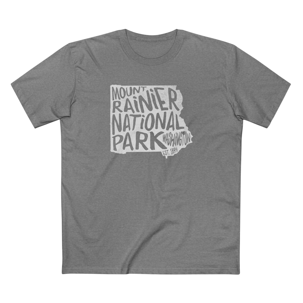 Mount Rainier National Park T-Shirt - Map in Athletic Heather