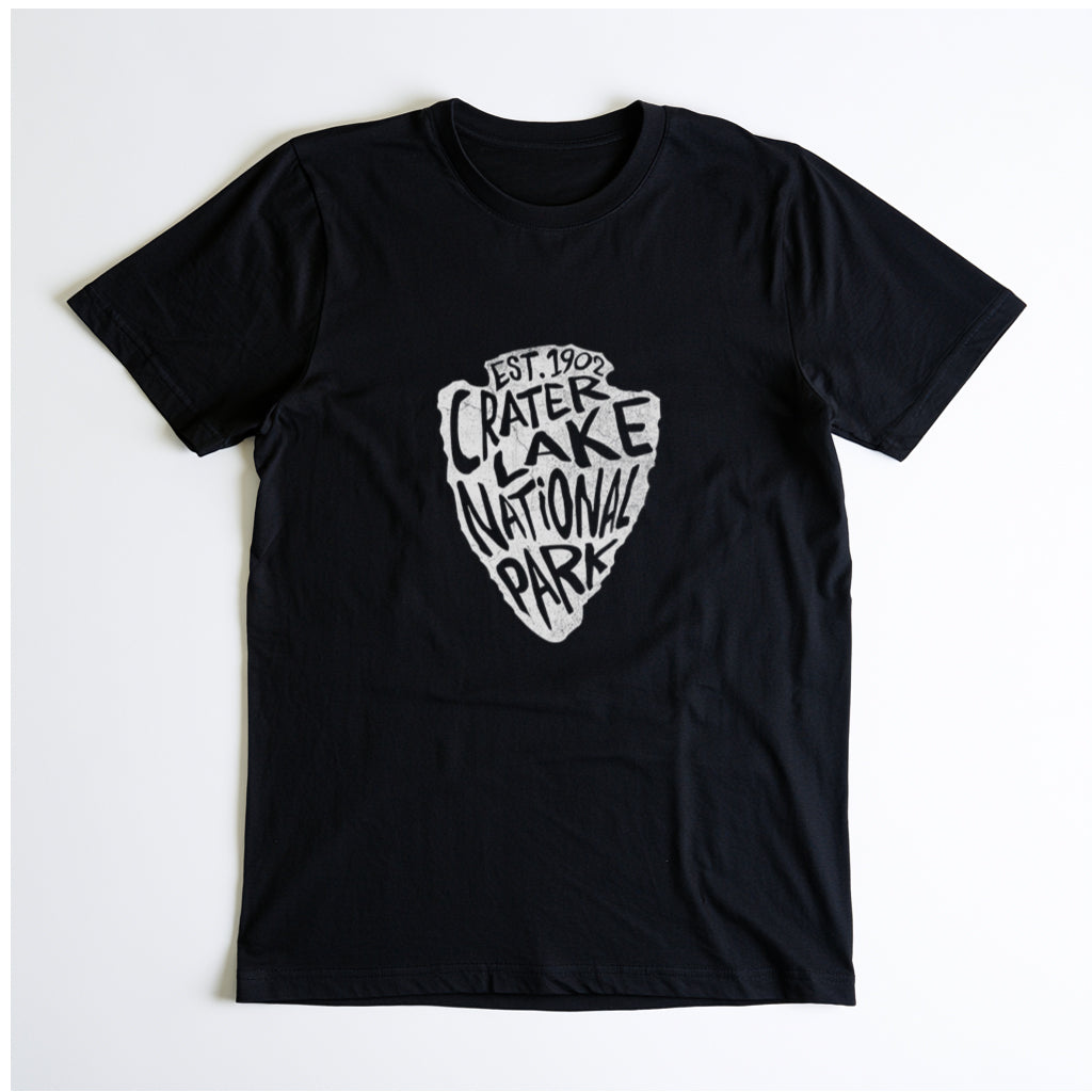 Crater Lake National Park T-Shirt - Arrowhead Design in Black