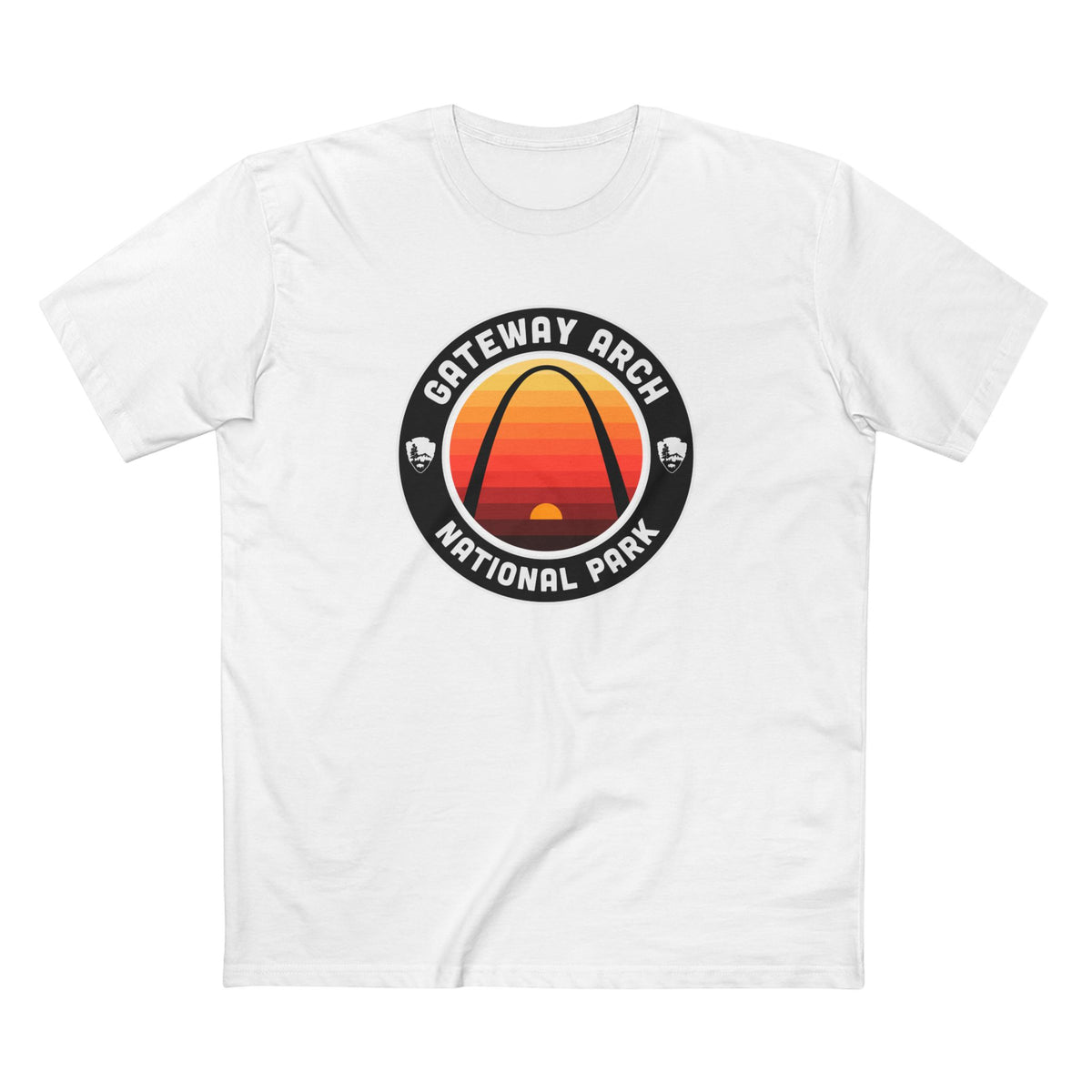 Gateway Arch National Park T-Shirt - Round Badge Design in White