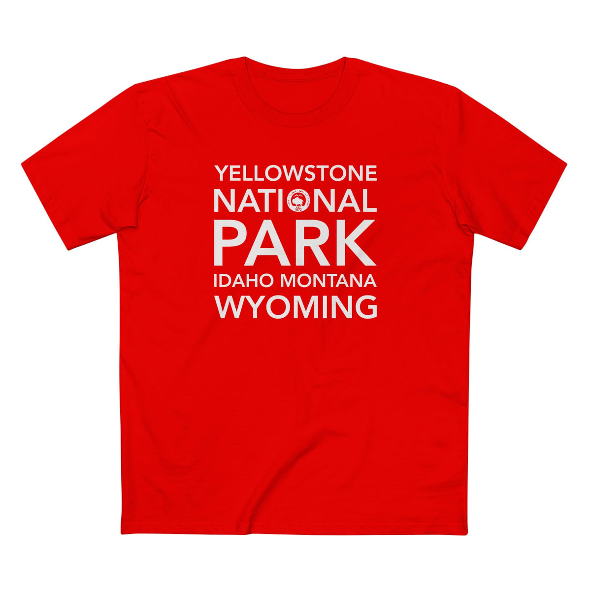 Yellowstone National Park T-Shirt Block Text in Red