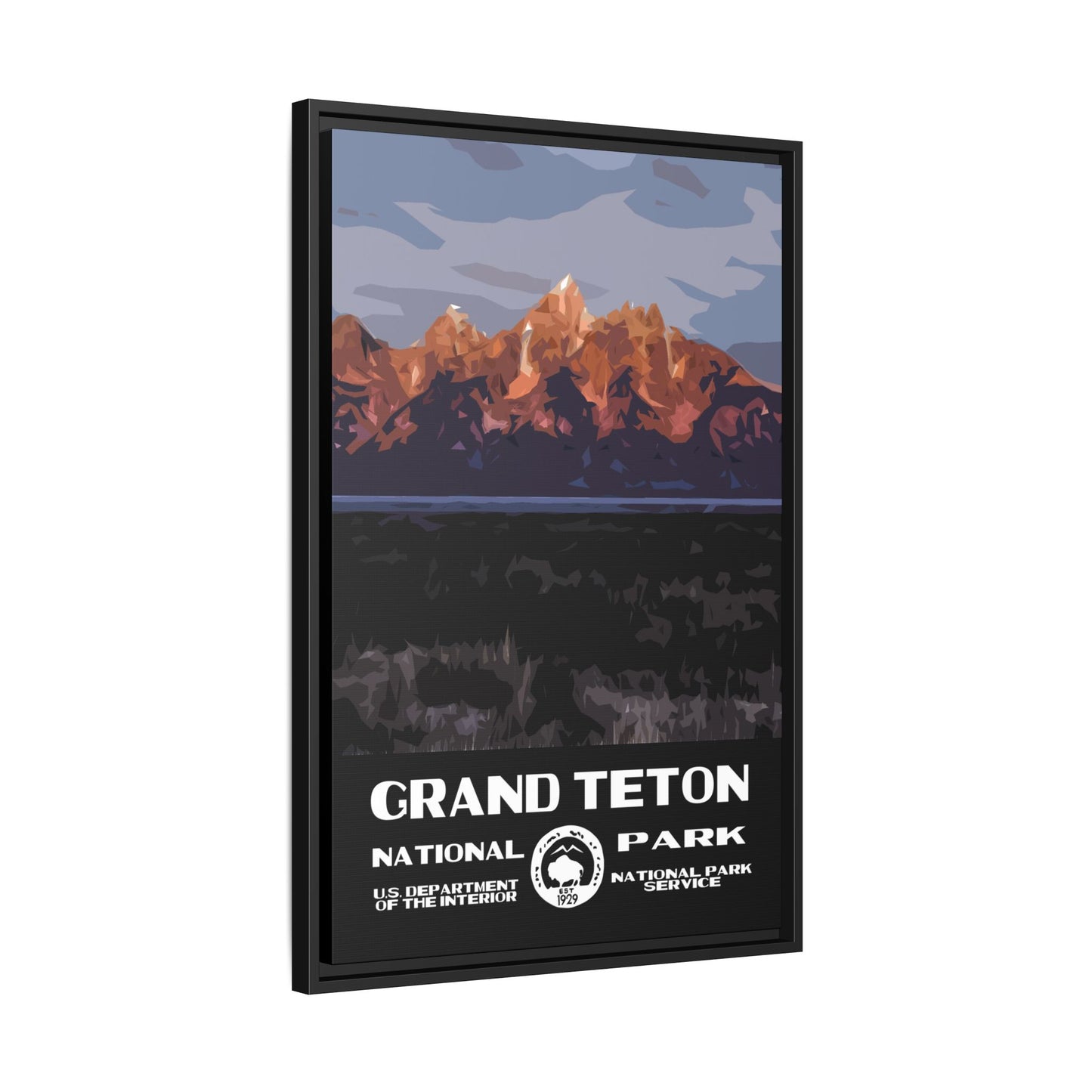 Grand Teton National Park Framed Canvas - WPA Poster