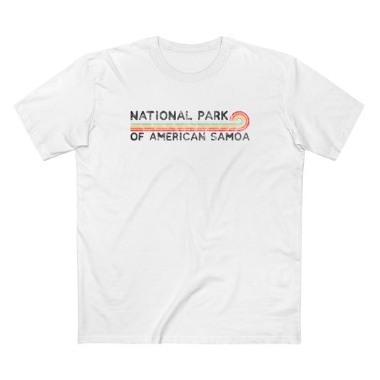 National Park of American Samoa T-Shirt - Vintage Stretched Sunrise in White