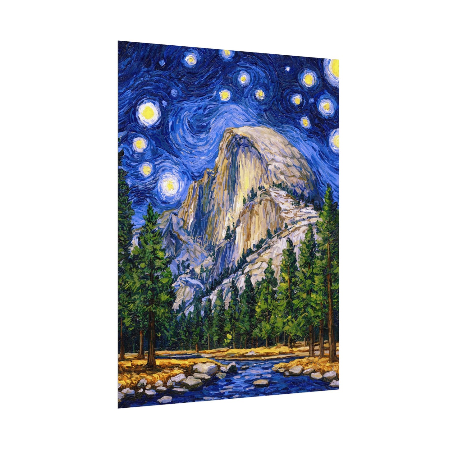 Yosemite National Park Starry Night Poster - Premium Textured Paper