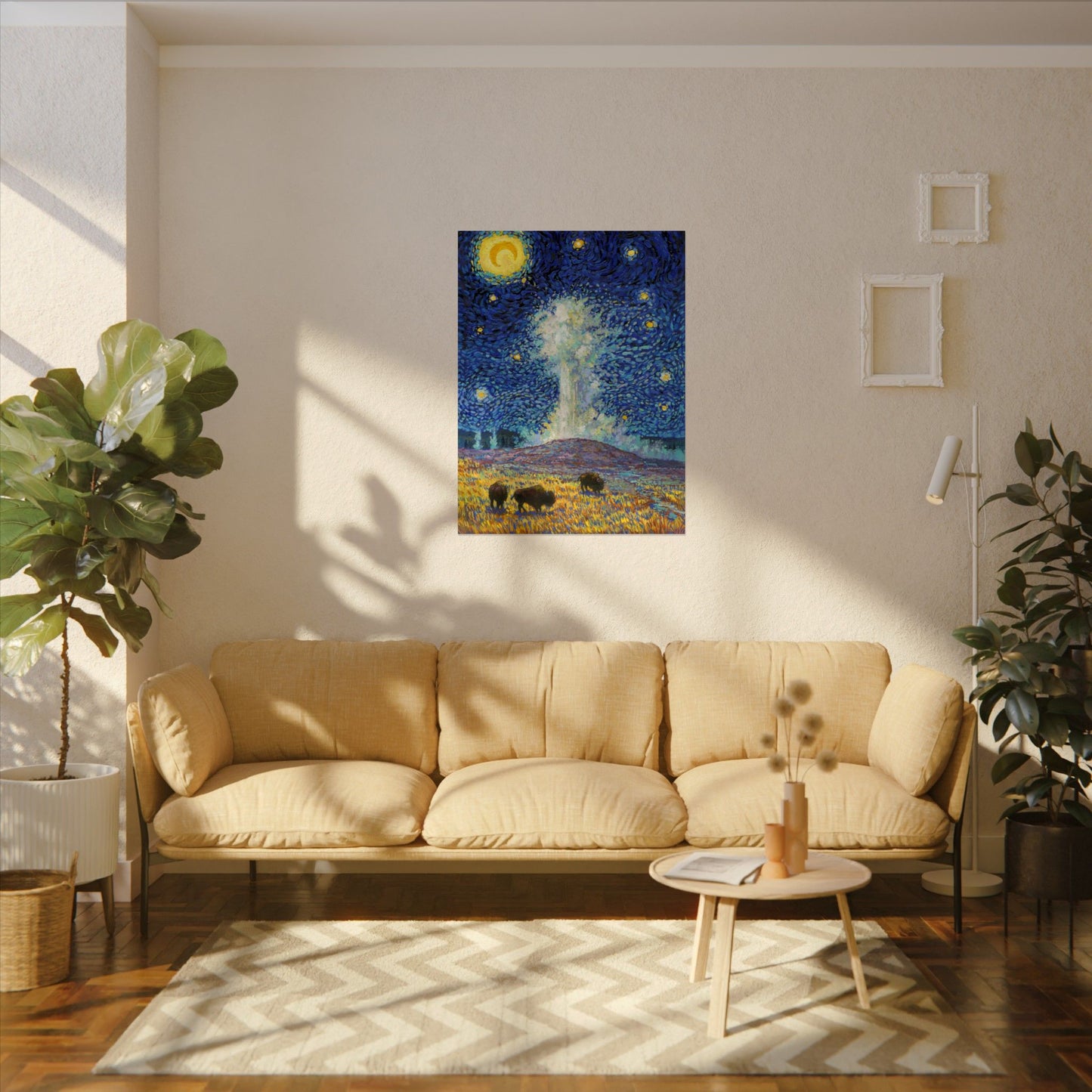 Yellowstone National Park Starry Night Poster - Premium Textured Paper