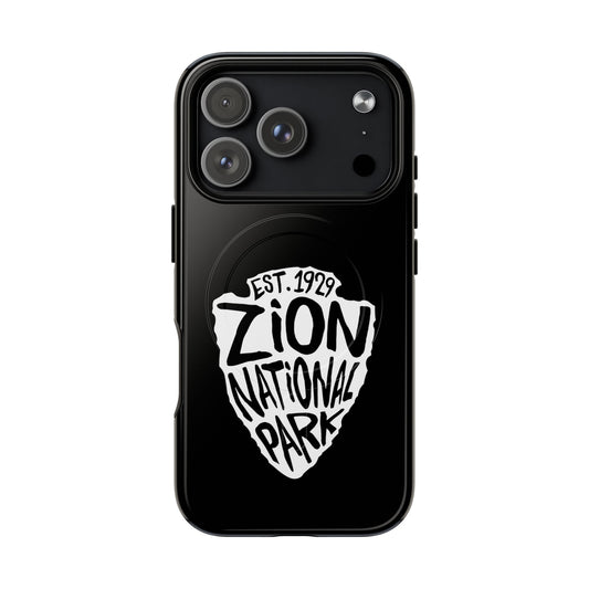 Zion National Park iPhone case with MagSafe featuring arrowhead artwork.
