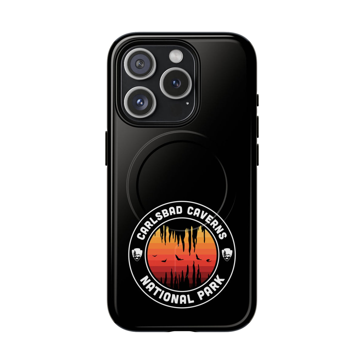 Carlsbad Caverns National Park iPhone Case with MagSafe - Orange Round Emblem Design