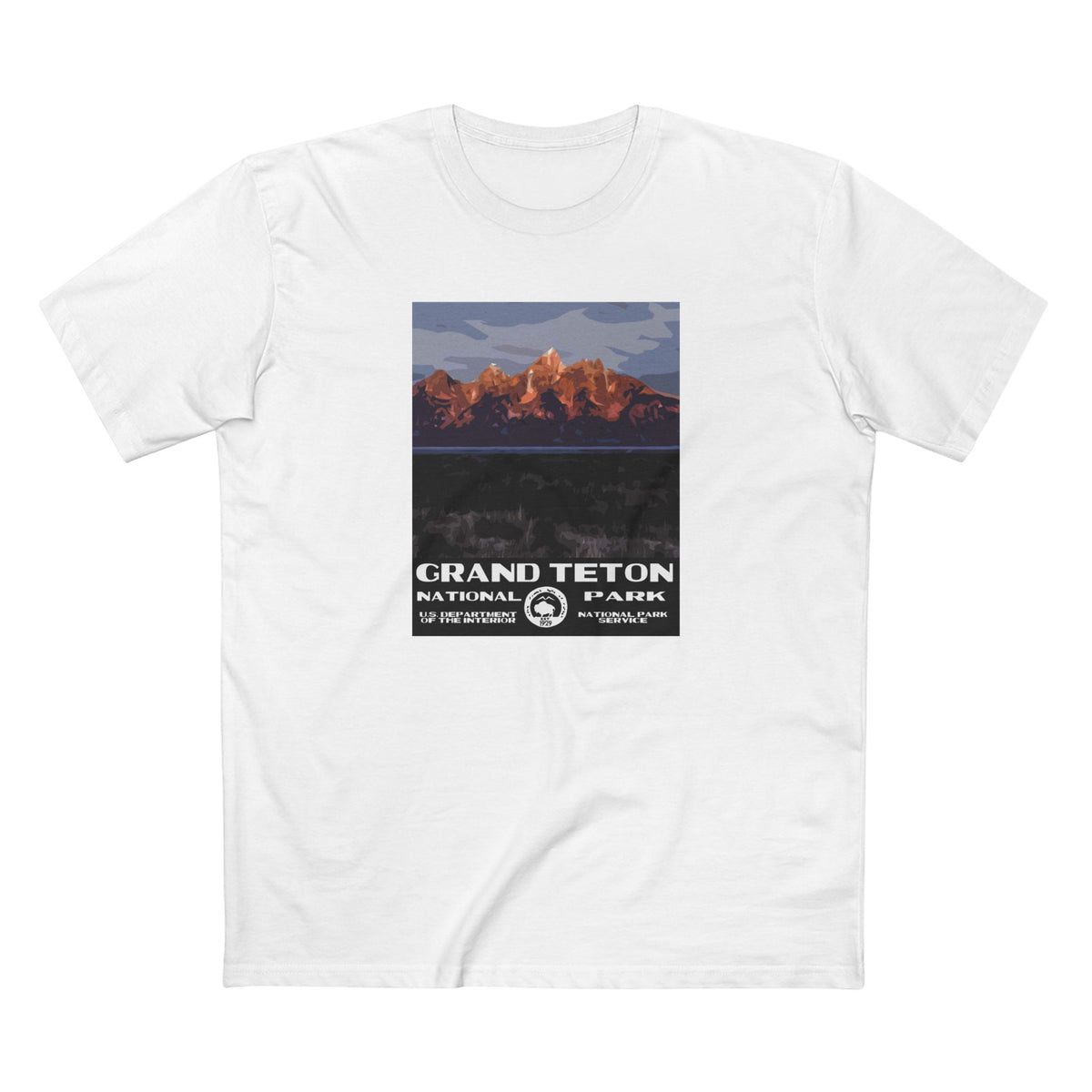 Grand Teton National Park T-Shirt - Moulton Barn WPA in White