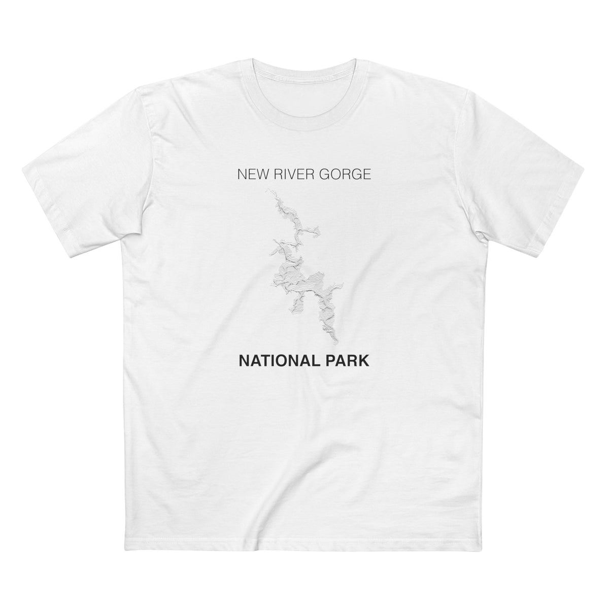 New River Gorge National Park T-Shirt - Topographical Lines in White