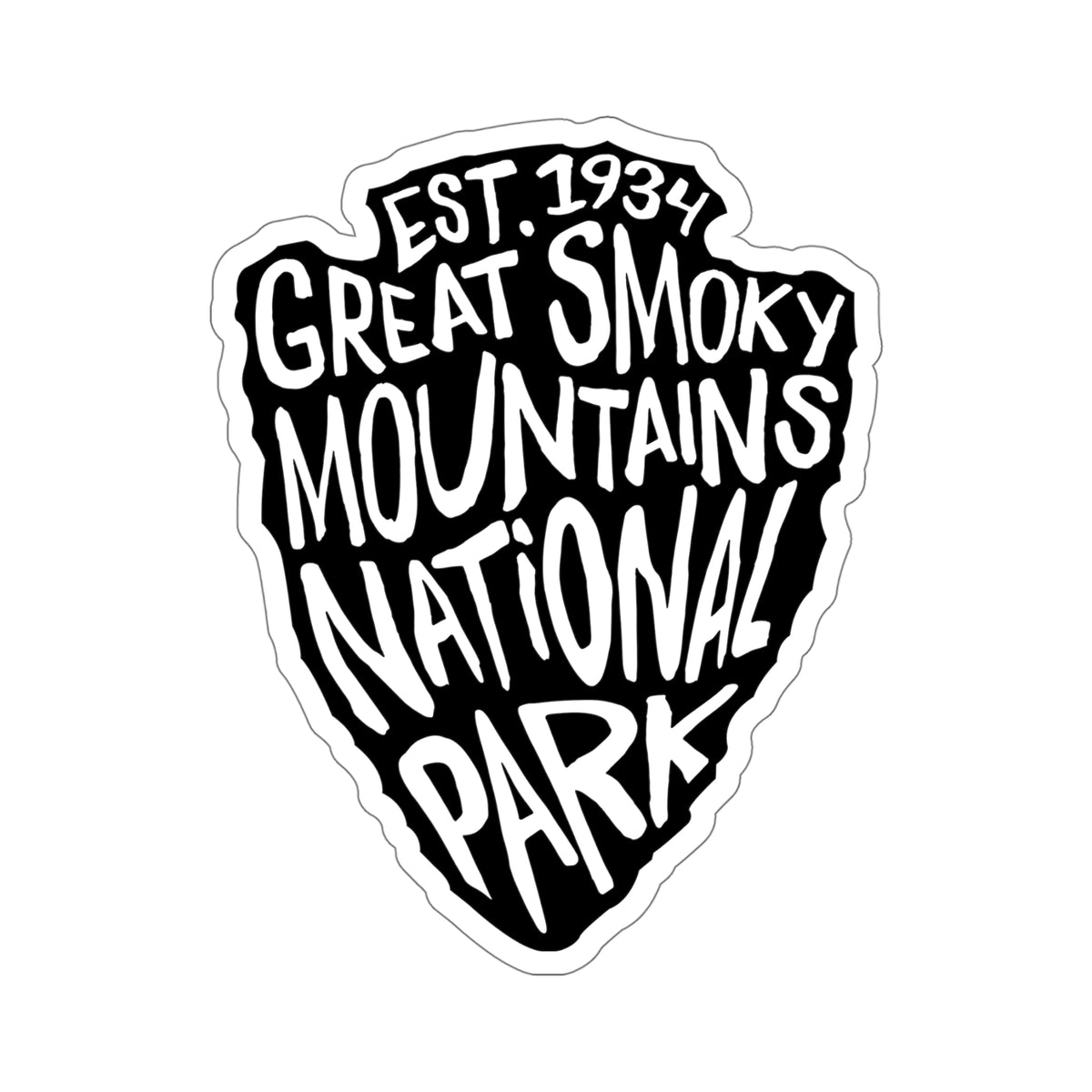 Great Smoky Mountains National Park sticker featuring a National Park Service arrowhead design