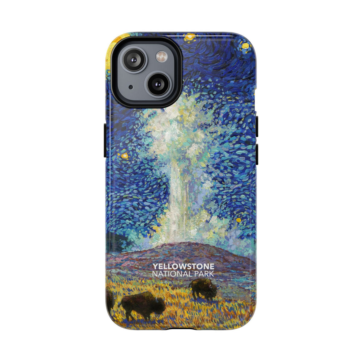 Yellowstone National Park iPhone Case with MagSafe - Old Faithful Starry Night
