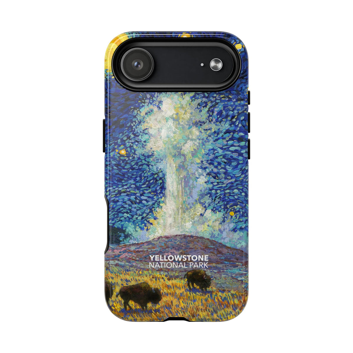 Yellowstone National Park iPhone Case with MagSafe - Old Faithful Starry Night