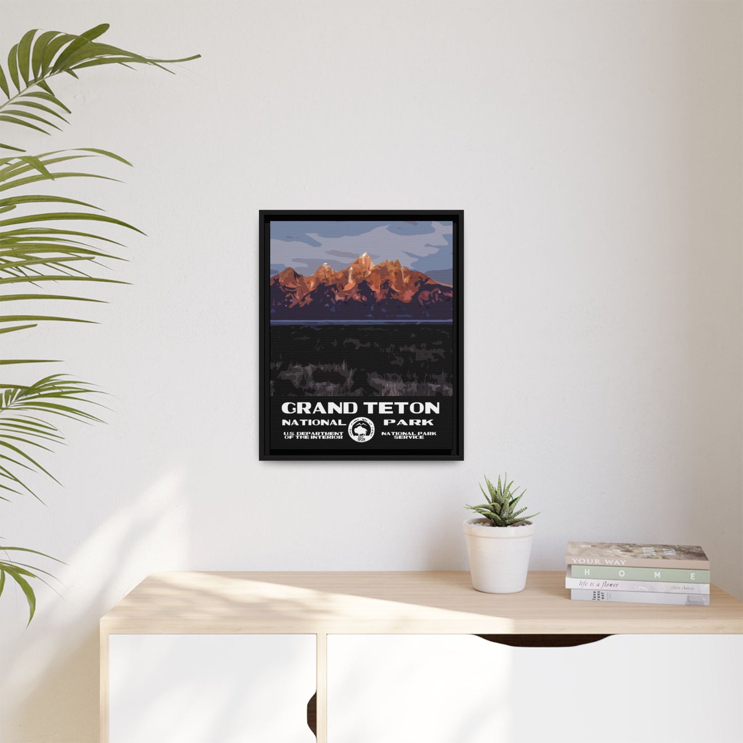 Grand Teton National Park Framed Canvas - WPA Poster