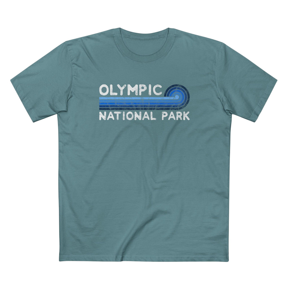 Olympic National Park T-Shirt - Blue Vintage Stretched Sunrise in Slate Blue