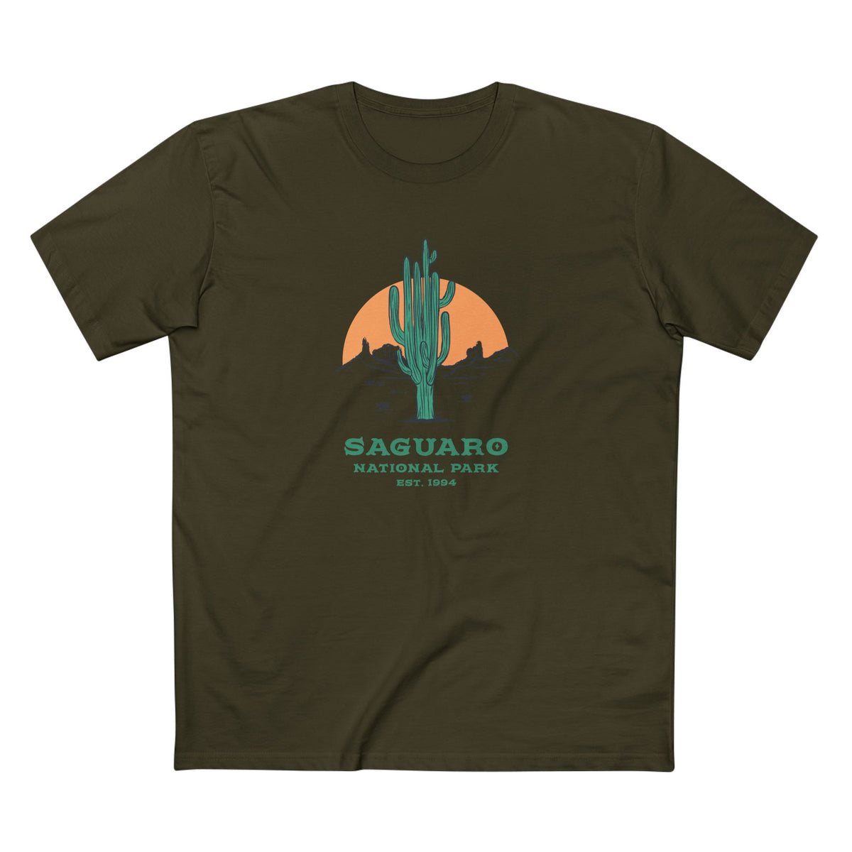 Saguaro National Park T-Shirt - Saguaro Cactus in Army