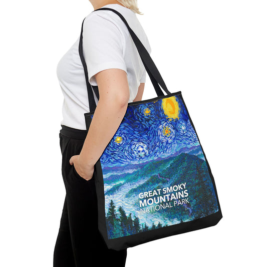 Great Smoky Mountains National Park Tote Bag - Blue Starry Night Large