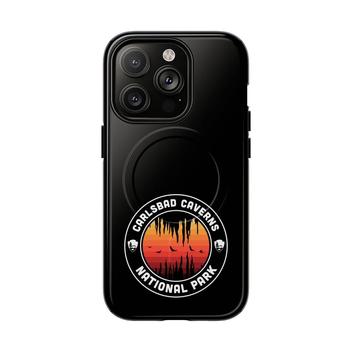 Carlsbad Caverns National Park iPhone Case with MagSafe - Orange Round Emblem Design