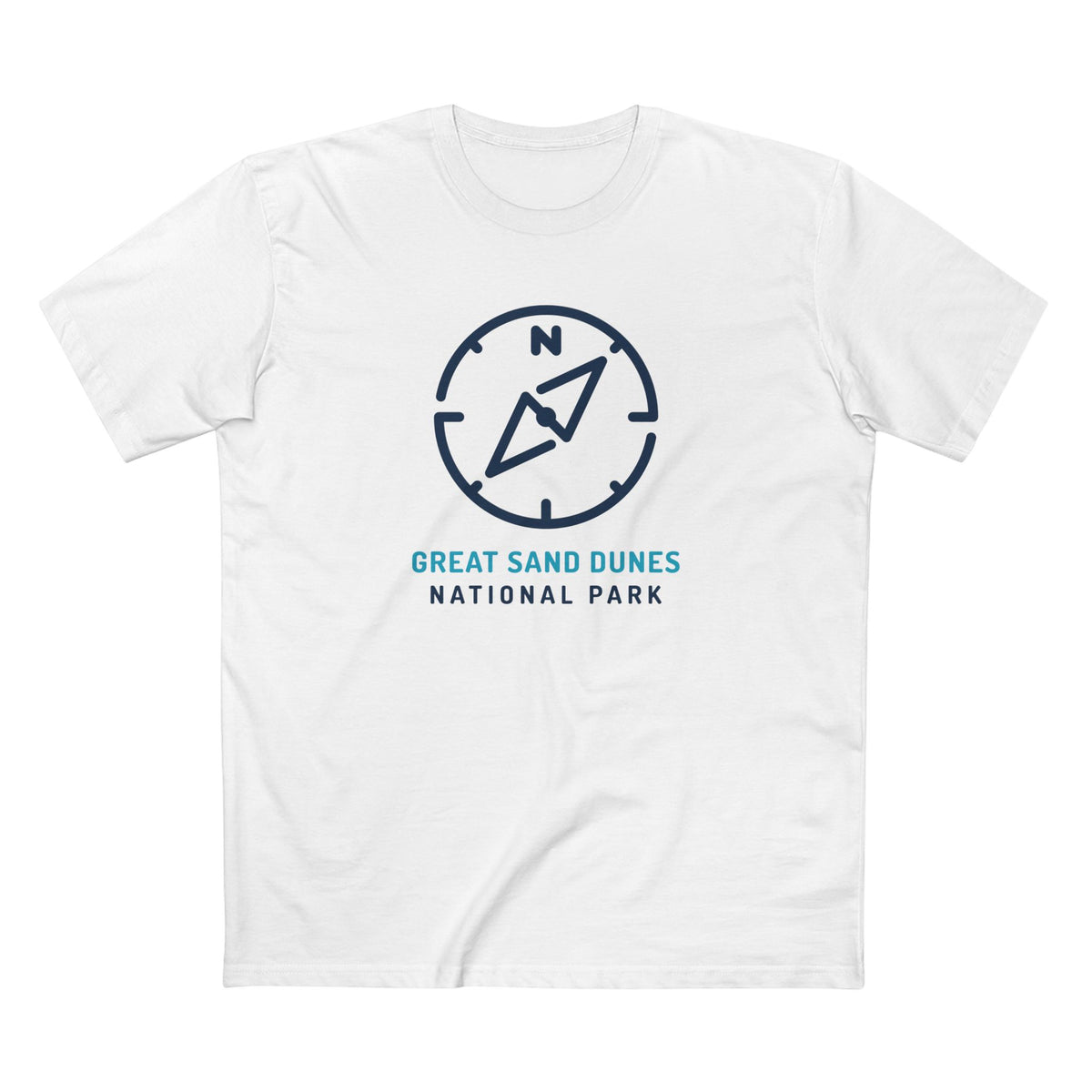 Great Sand Dunes National Park T-Shirt Compass Design in White