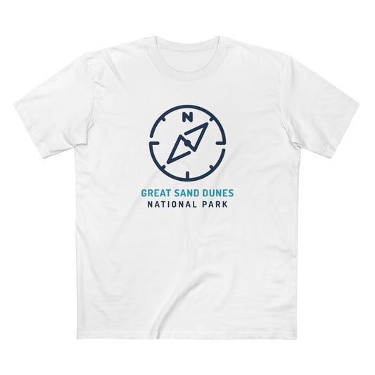 Great Sand Dunes National Park T-Shirt Compass Design in White