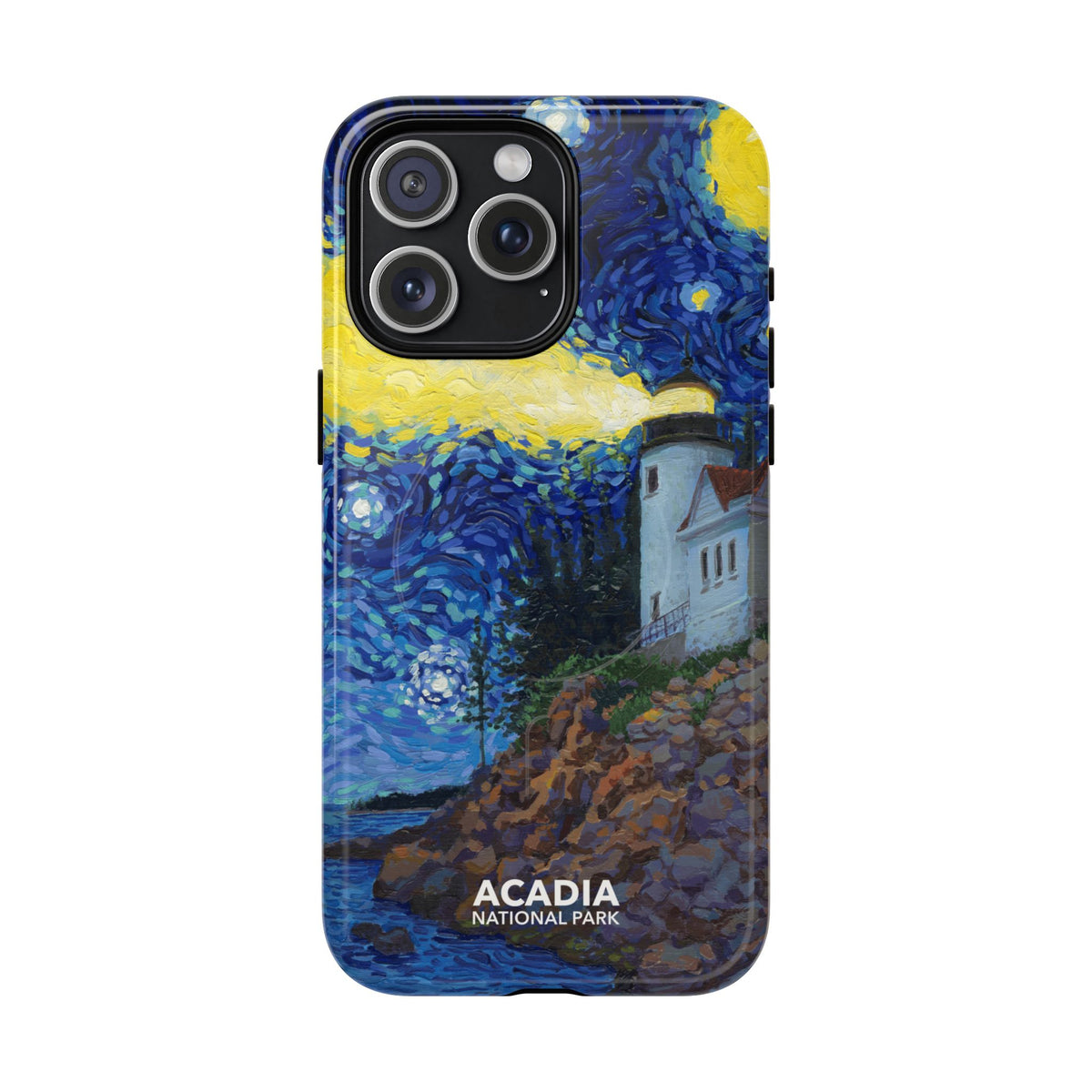 Acadia National Park iPhone Case with MagSafe - Starry Night Lighthouse