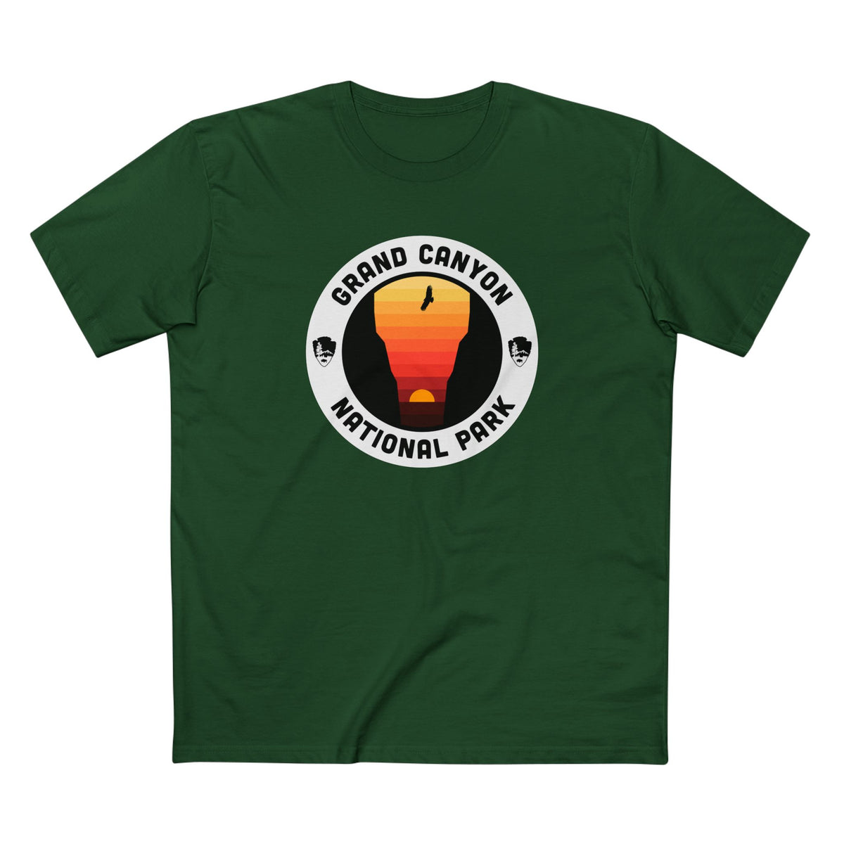 Grand Canyon National Park T-Shirt - Round Badge Design in Forest Green
