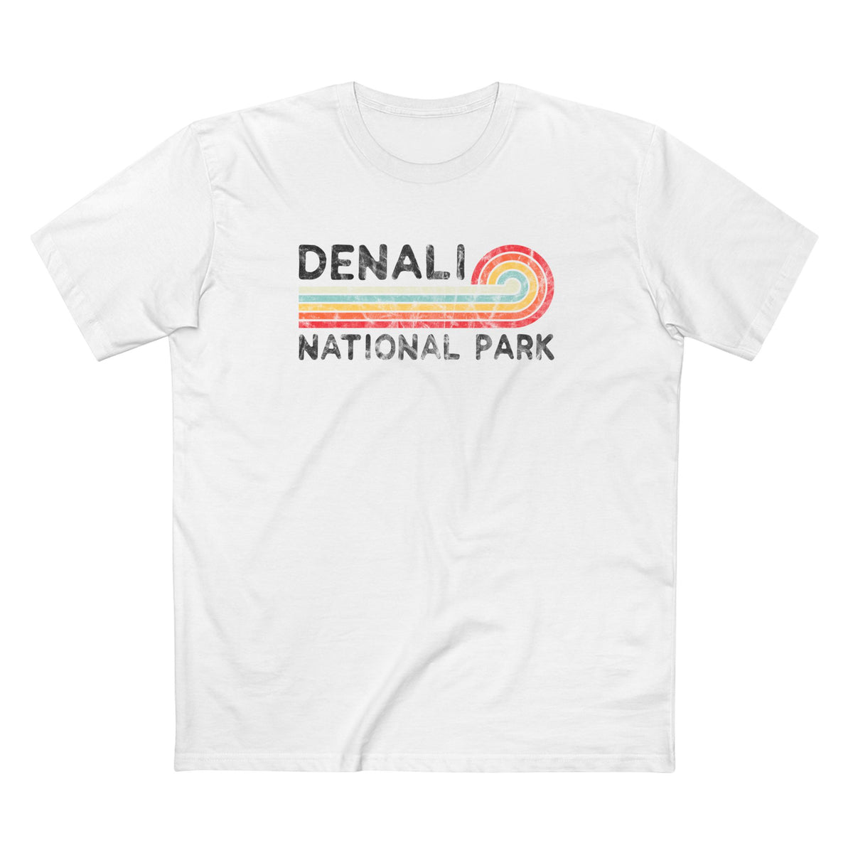 Denali National Park T-Shirt - Vintage Stretched Sunrise in White