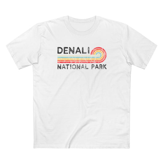 Denali National Park T-Shirt - Vintage Stretched Sunrise in White