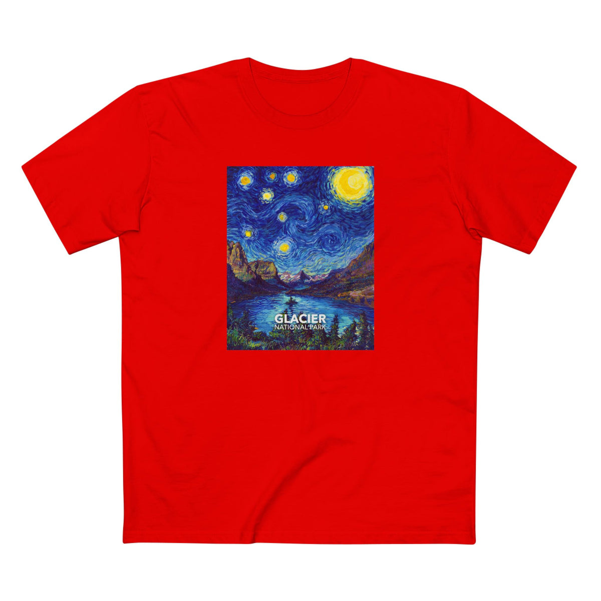 Glacier National Park T-Shirt - The Starry Night in Red