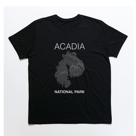 Mount Desert Island and Acadia National Park T-Shirt Lines in Black