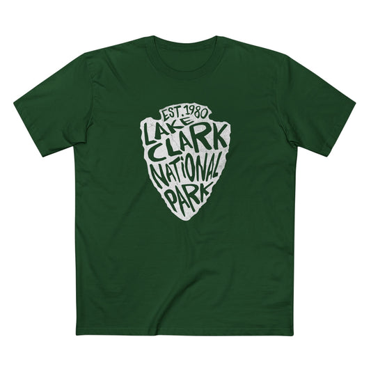 Lake Clark National Park T-Shirt - Arrowhead Design in Forest Green