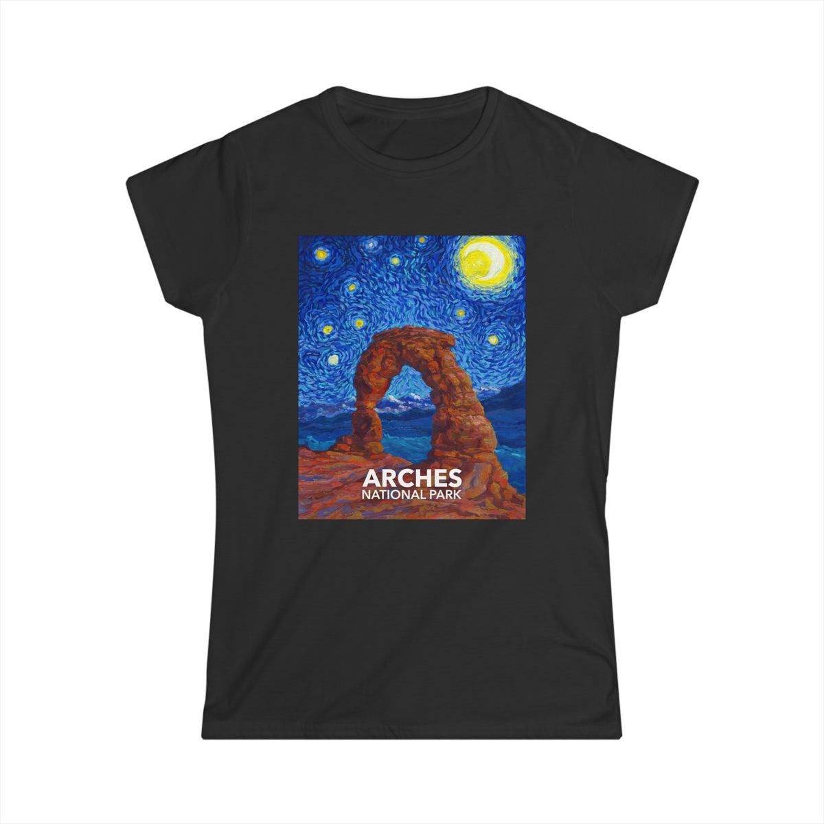 Arches National Park T-Shirt - Women's Starry Night — Van Gogh ‘Starry Night’-style design