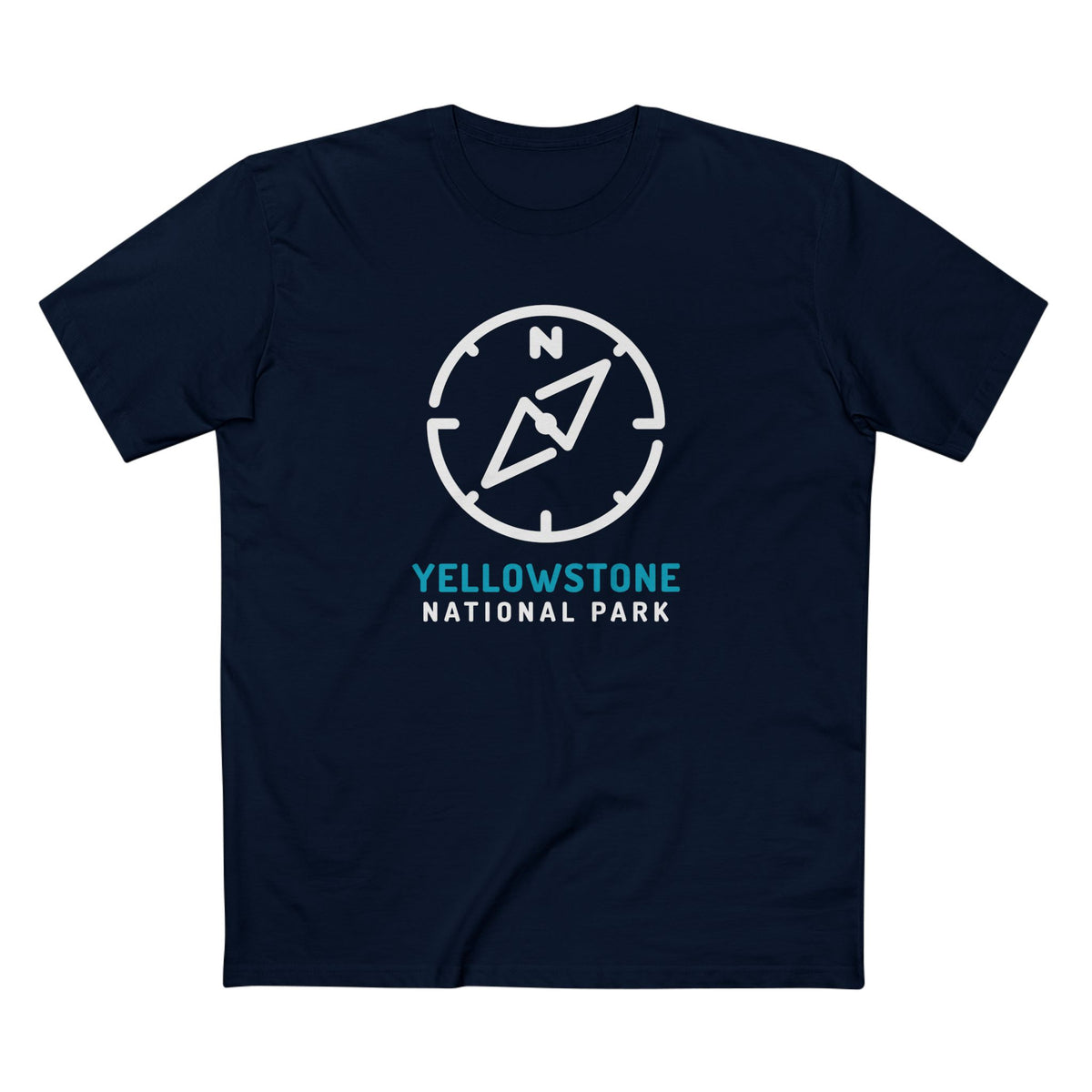 Yellowstone National Park T-Shirt Compass Design in Navy
