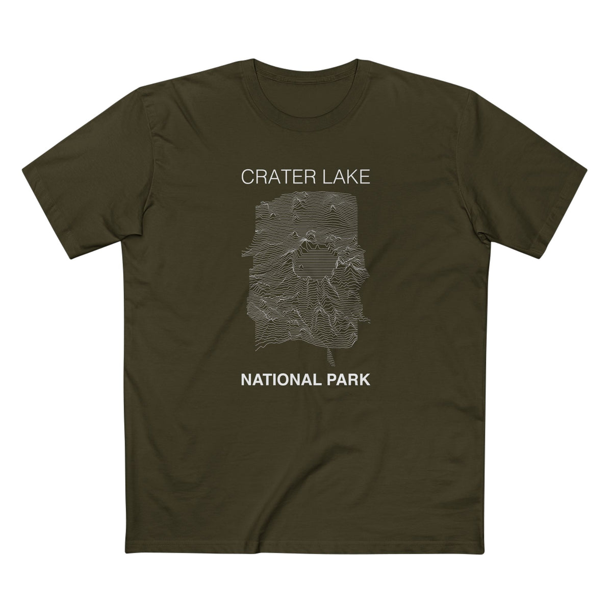 Crater Lake National Park T-Shirt Lines in Army