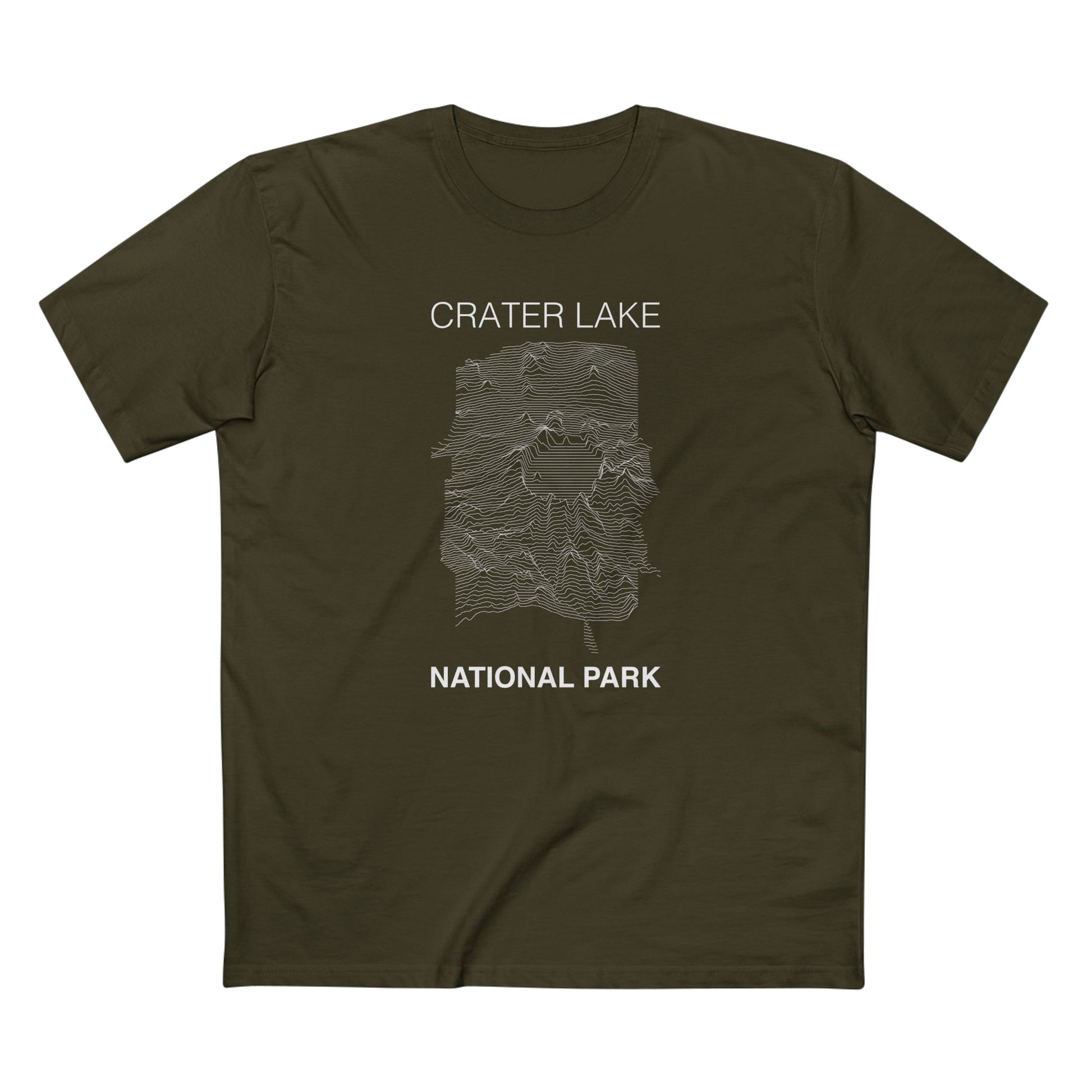 Crater Lake National Park T-Shirt Lines in Army