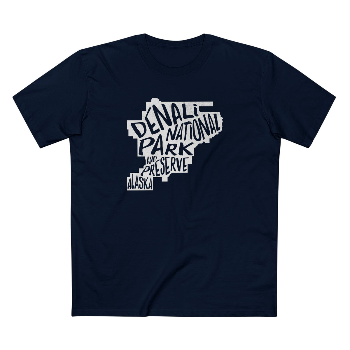 Denali National Park T-Shirt - Map in Navy