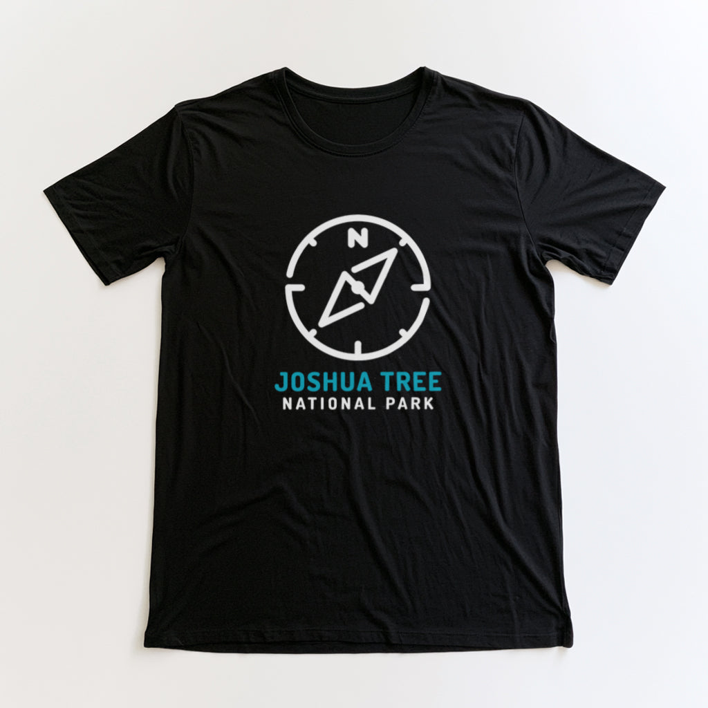 Joshua Tree National Park T-Shirt Compass Design in Black