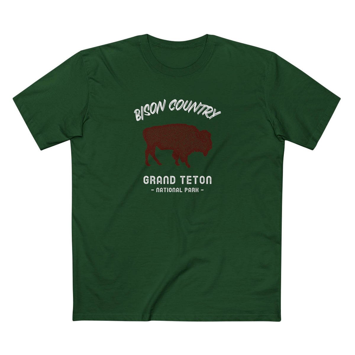 Grand Teton National Park T-Shirt - Bison Country in Forest Green