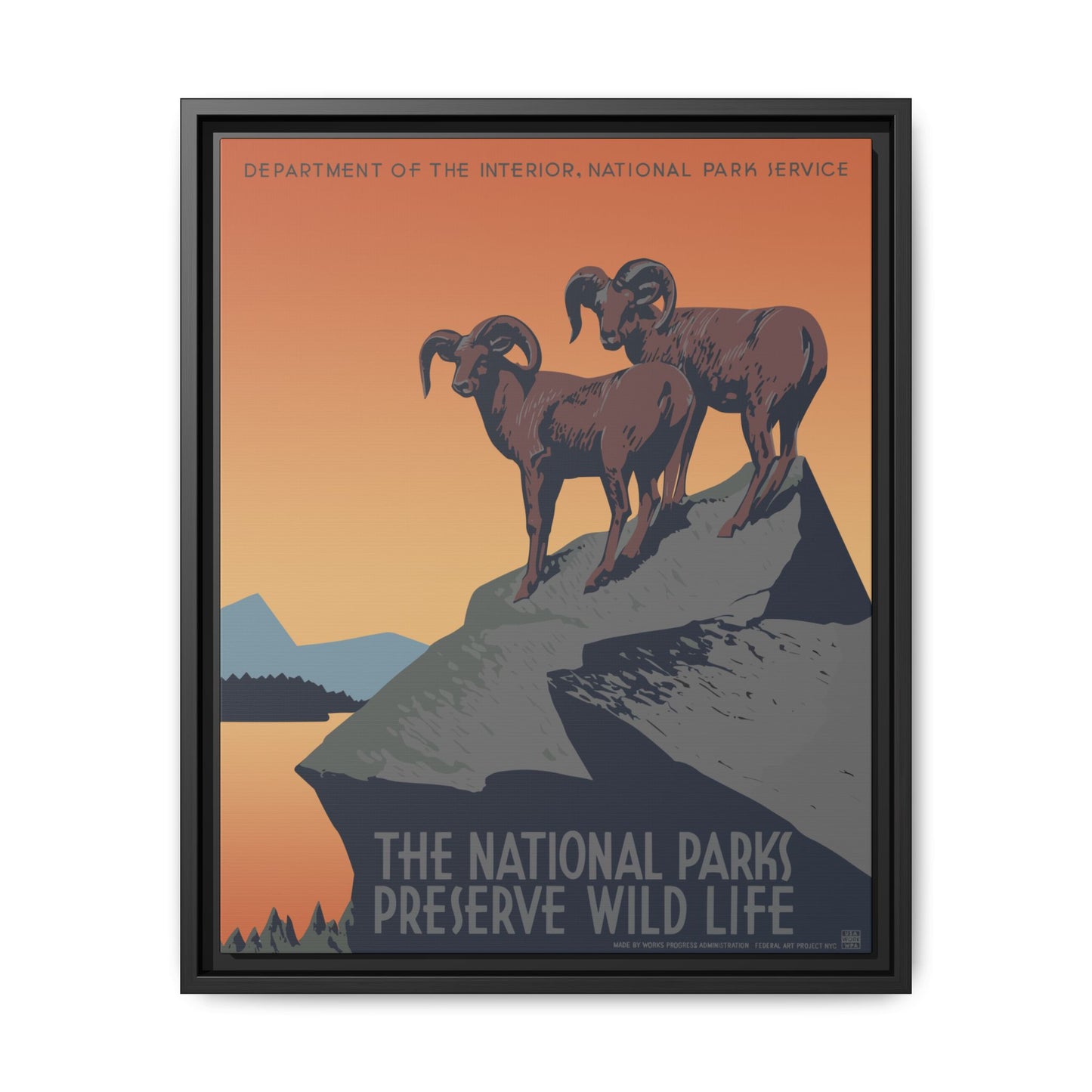 Preserve Wildlife National Park Framed Canvas - WPA Poster