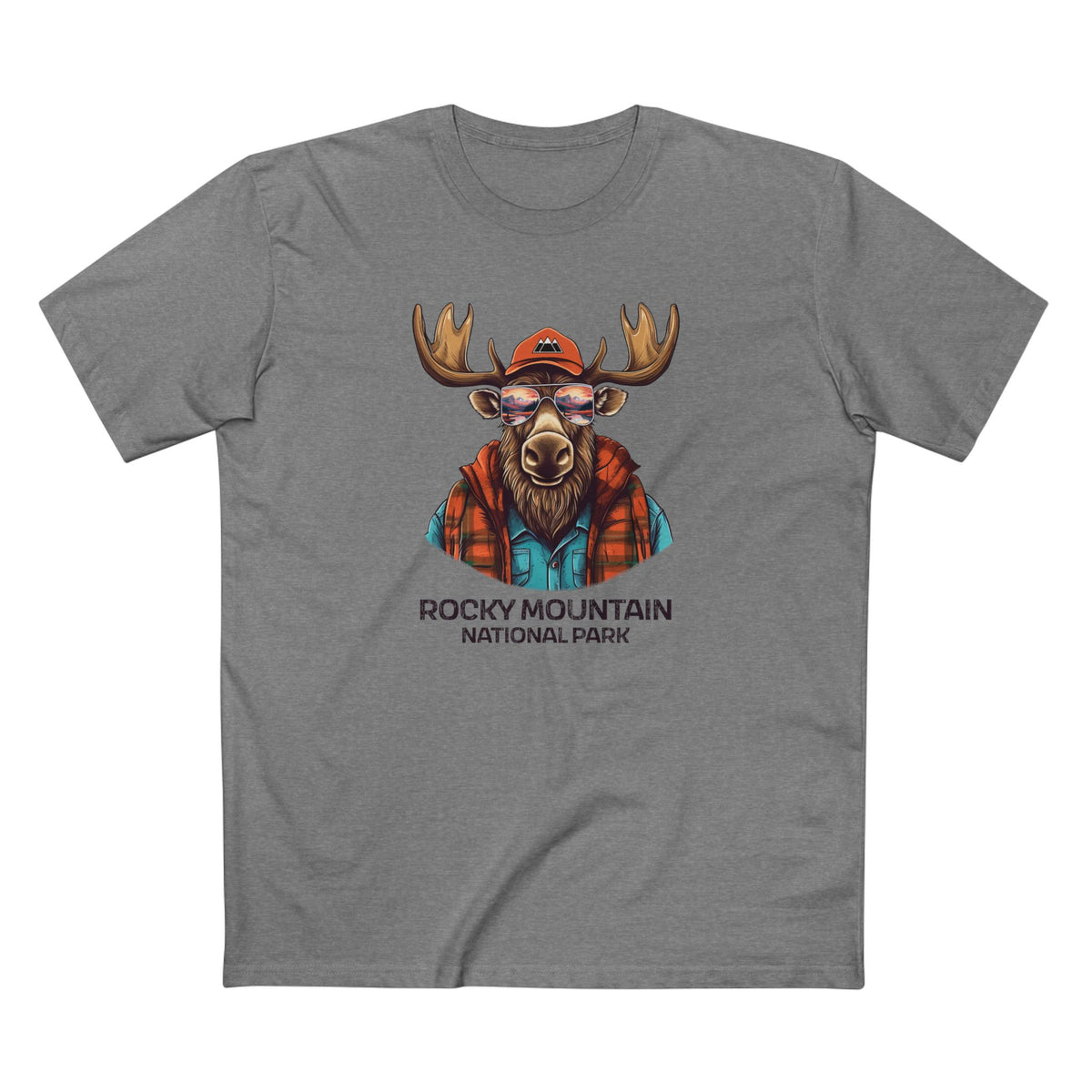 Rocky Mountain National Park T-Shirt - Cool Moose in Athletic Heather