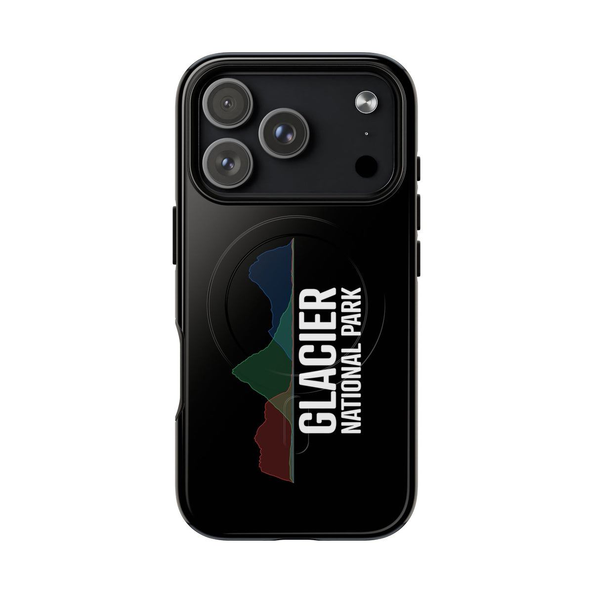 Glacier National Park iPhone case with MagSafe featuring histogram artwork.