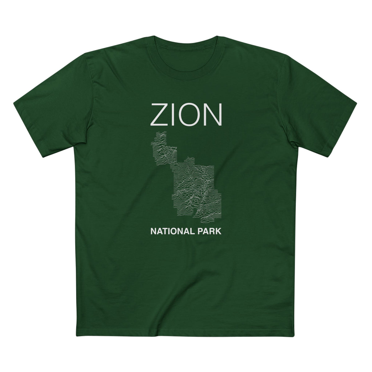 Zion National Park T-Shirt Lines in Forest Green