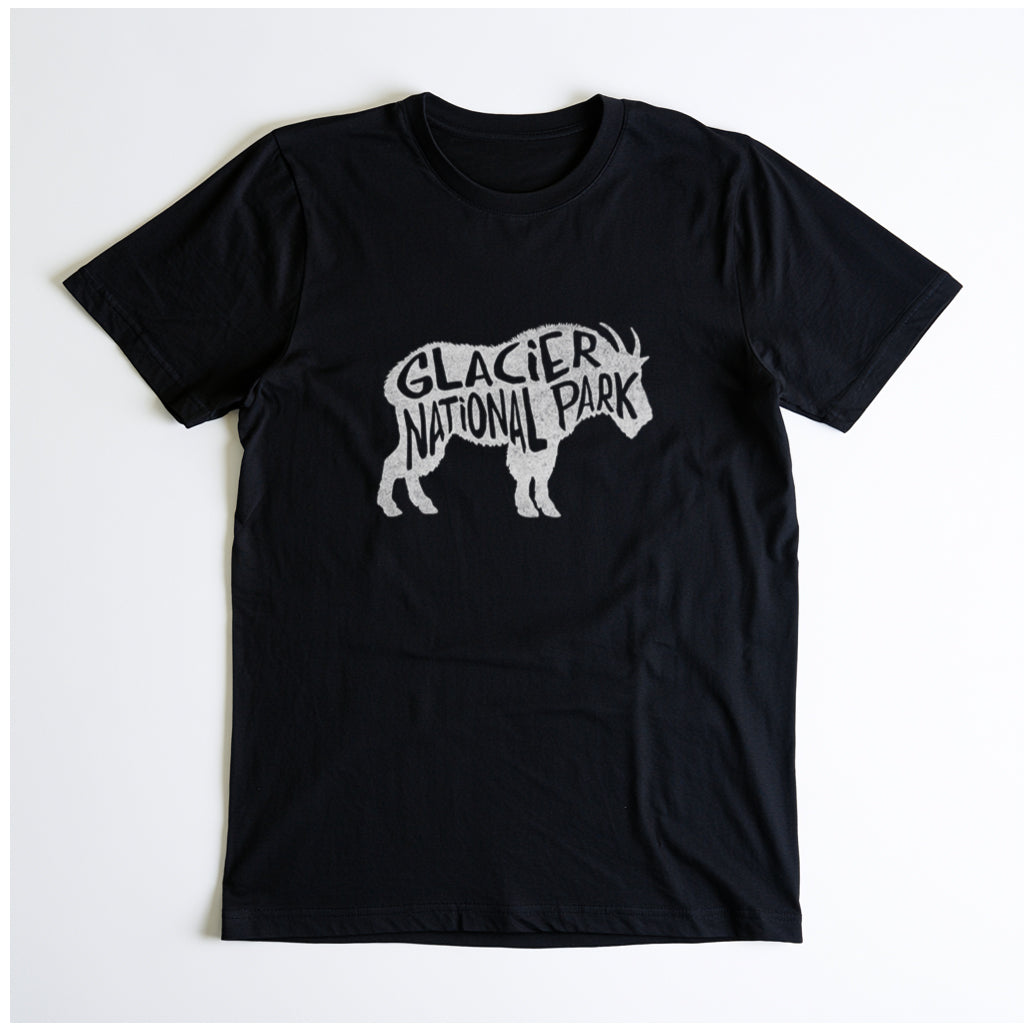 Glacier National Park T-Shirt - Mountain Goat in Black