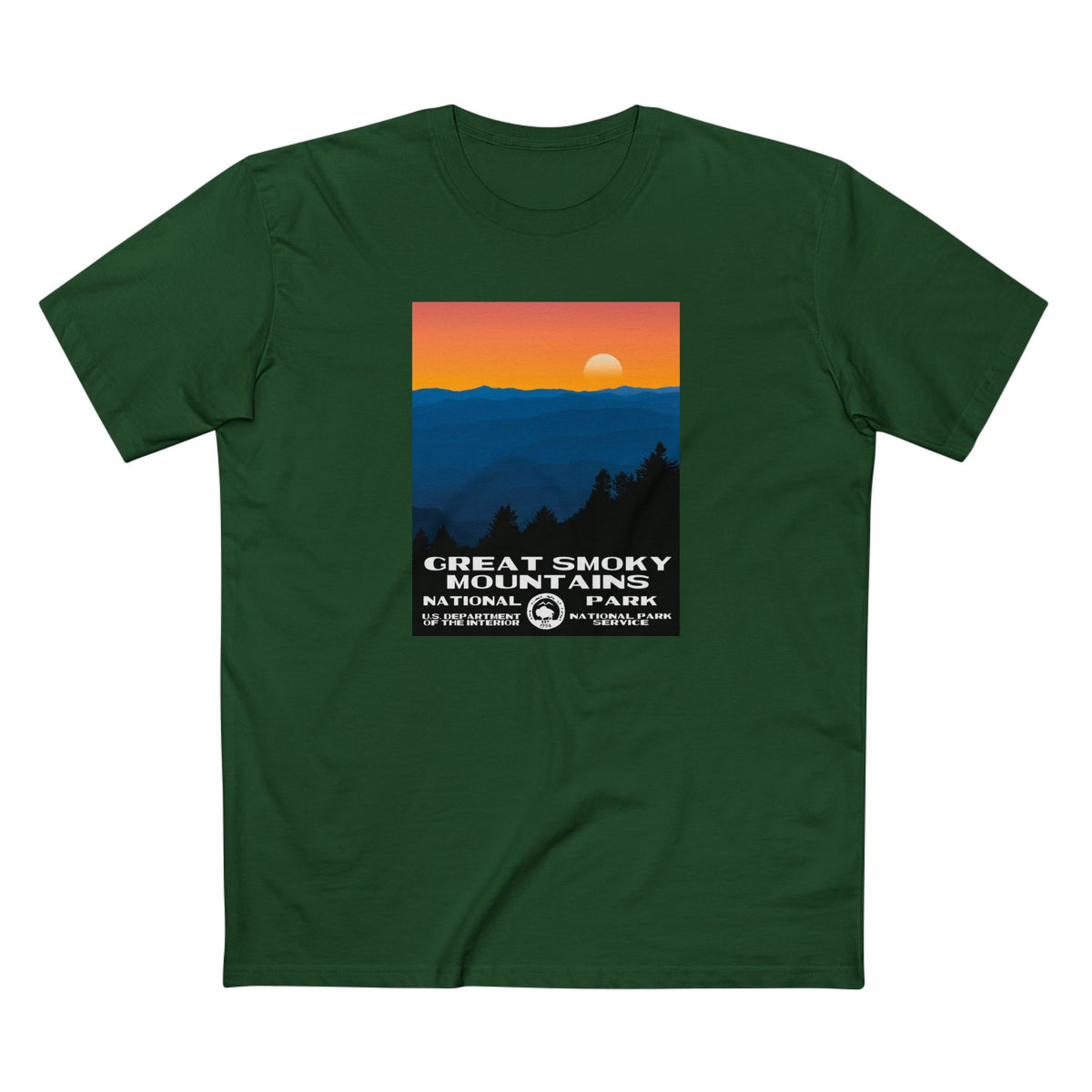 Great Smoky Mountains National Park T-Shirt - WPA Poster Design in Forest Green