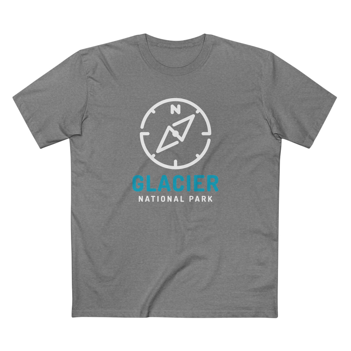 Glacier National Park T-Shirt Compass Design in Athletic Heather
