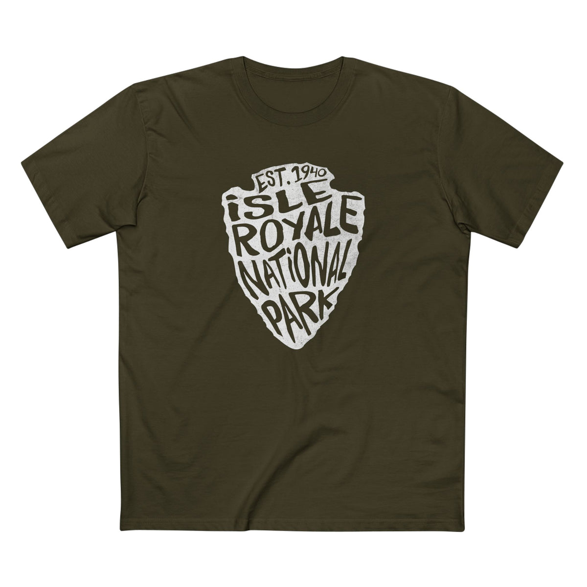 Isle Royale National Park T-Shirt - Arrowhead Design in Army
