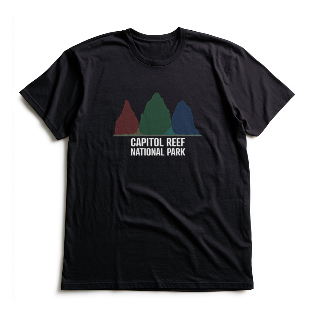 Capitol Reef National Park T-Shirt - Histogram Design in Black