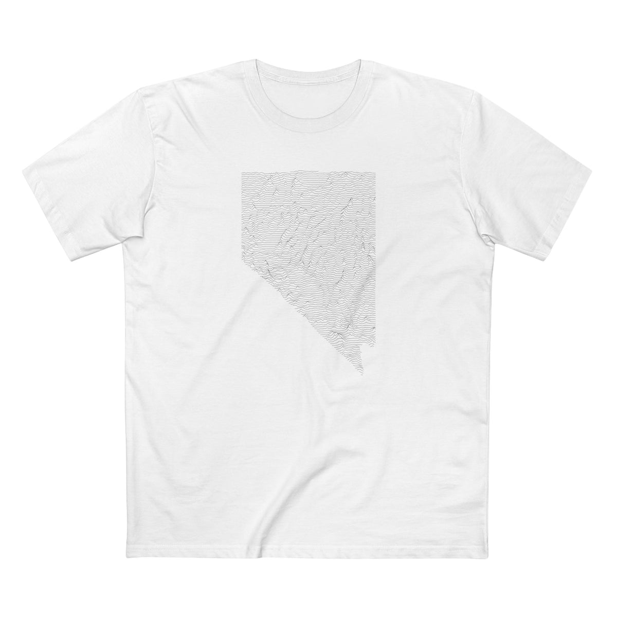 Nevada T-Shirt - Topographical Lines Unknown Pleasures in White