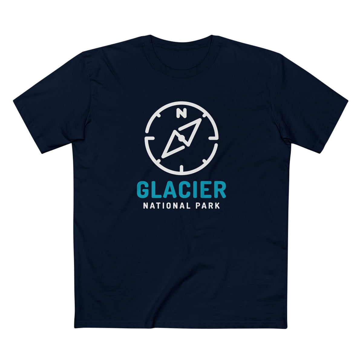 Glacier National Park T-Shirt Compass Design in Navy