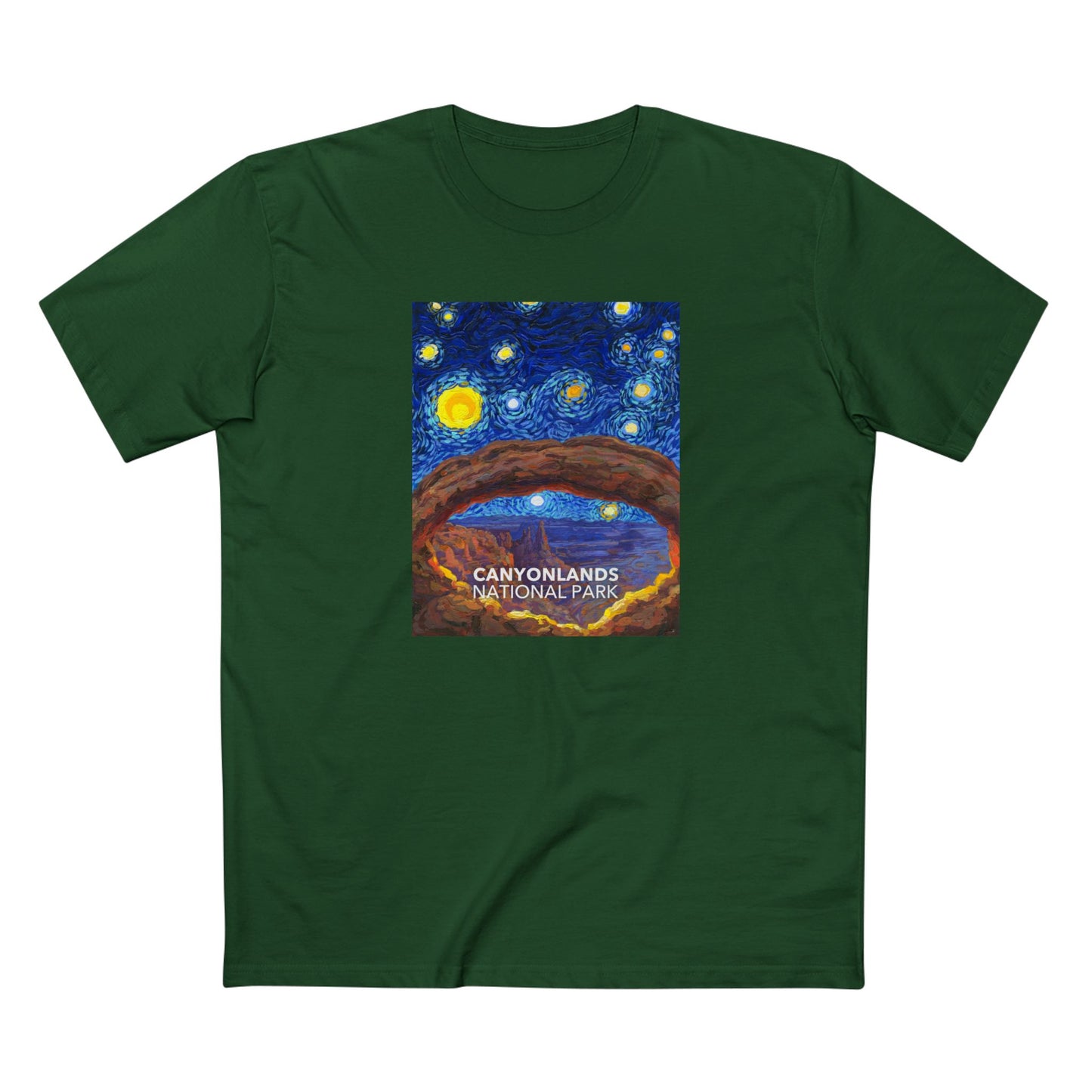 Canyonlands National Park T-Shirt - The Starry Night in Forest Green