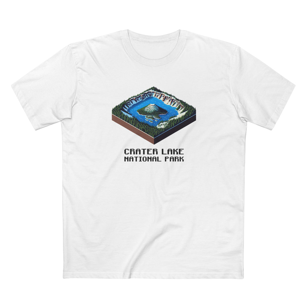 Crater Lake National Park T-Shirt - Isometric Design in White